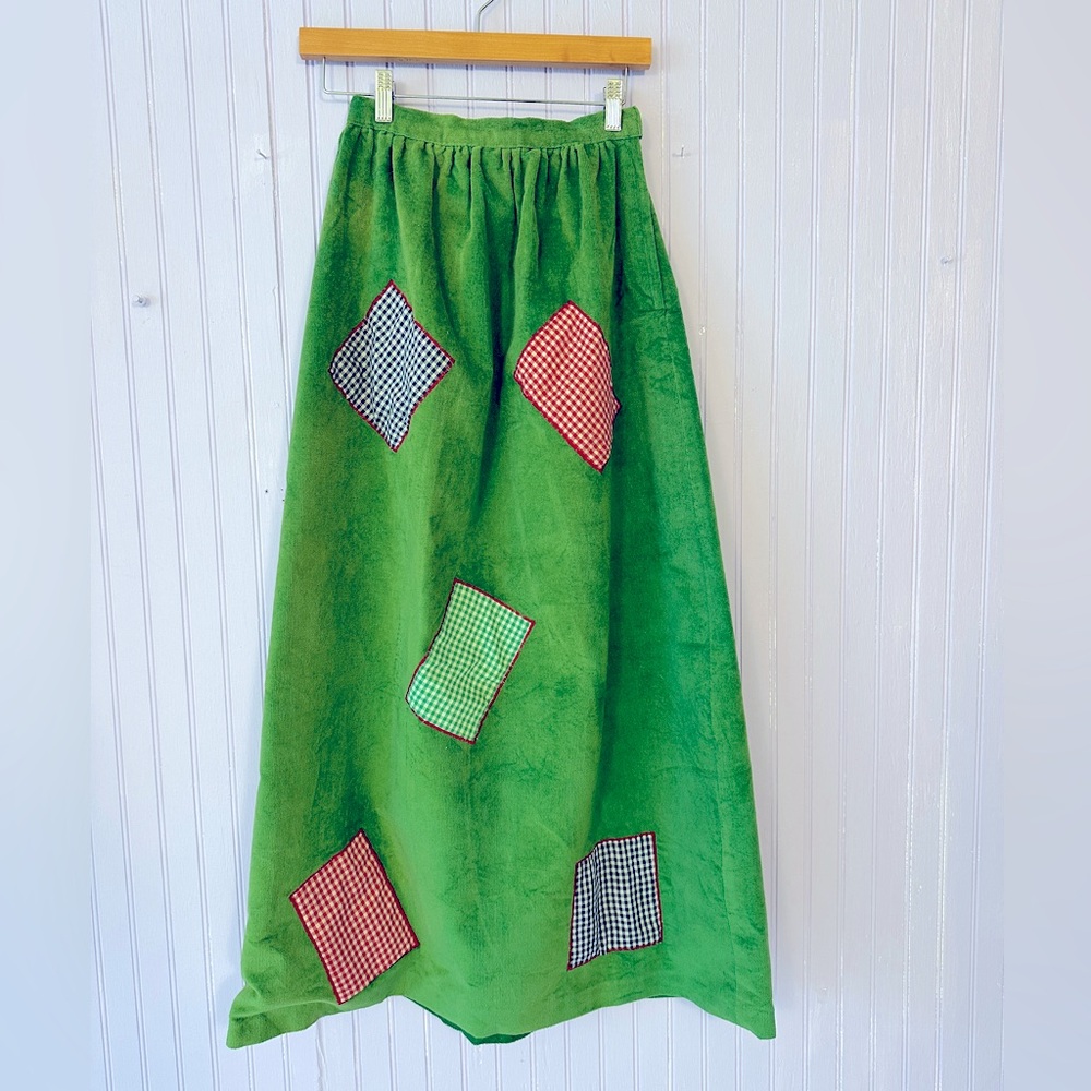 70s Lined Hippie Skirt With Appliqué